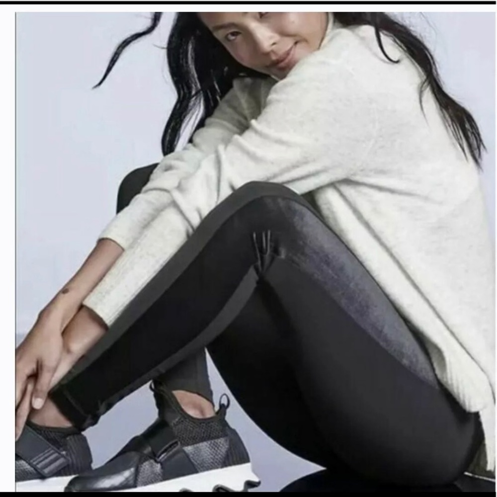 Athleta Metro Velvet Side Stripes Tux Leggings